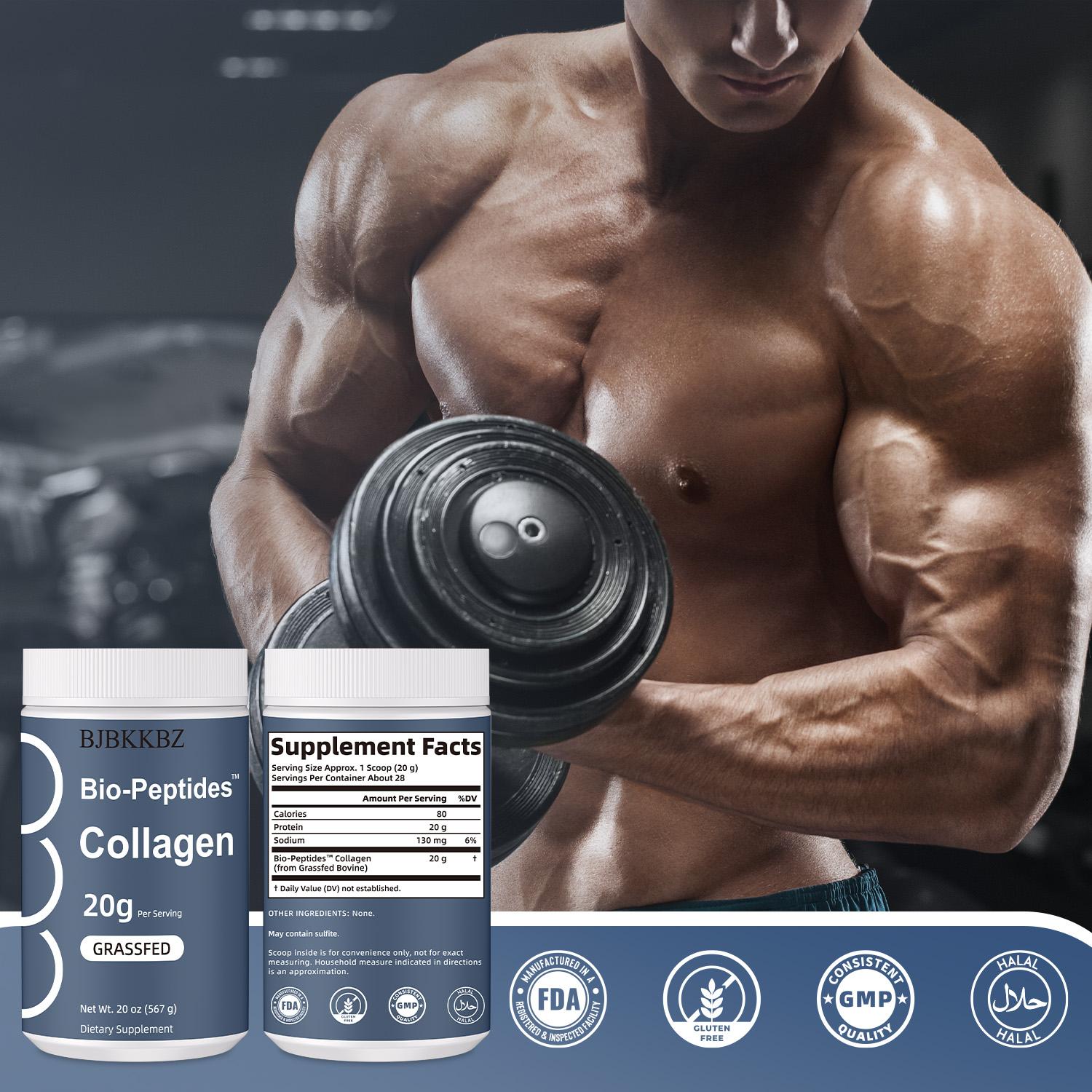 BJBKKBZ Grass-Fed Collagen Peptides Powder, 20g Bioactive Collagen per Serving, Supports Skin, Hair, Nails & Joints, 567g