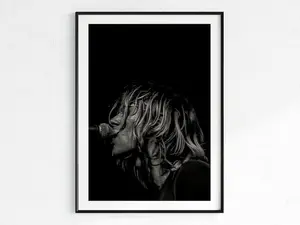 Kurt Cobain Poster | Kurt Cobain Print | Black And White | Nirvana Print | Never Mind Poster | Minimalist | Vintage | Custom Gift