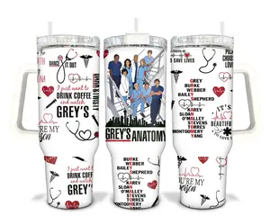 Grey's an4tomy Tumbler – Stainless Steel Travel Cup with Handle and Straw,Doctor TV Series Gift for fans