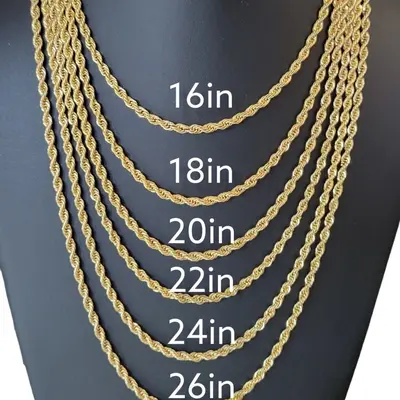 Pendant 16in Gold Rope Chain 16 Inch Gold Rope Chain TikTok Shop
