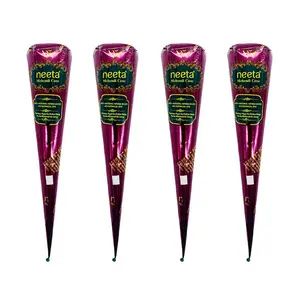 Neeta 100% Natural Ready to Use Henna Paste Cones Dark Brown Color, Used For Drawing Temporary Tattoos, Waterpro Of And Smudge-proof, Aemi-permanent And Long-lasting.