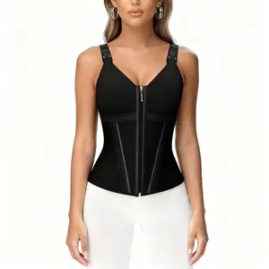 Waist Trainer Corset for Women Tummy Control Sport Workout Body Shaper Vest for Women Gym Zipper and Hooks Tank Tops Shapewear