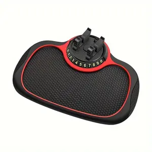 With 360 ° Rotating Swan Stand Universal PVC Car Anti-Slip Mat, Multifunctional Dashboard Phone Holder, Anti-Slip Vehicle Mat with Integrated Parking Number Plate