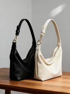 Women's Solid Color Shoulder Bag, Fashionable PU Leather Underarm Bag for Daily Used, Casual Trendy Versatile High-quality Daily Commuting Bag