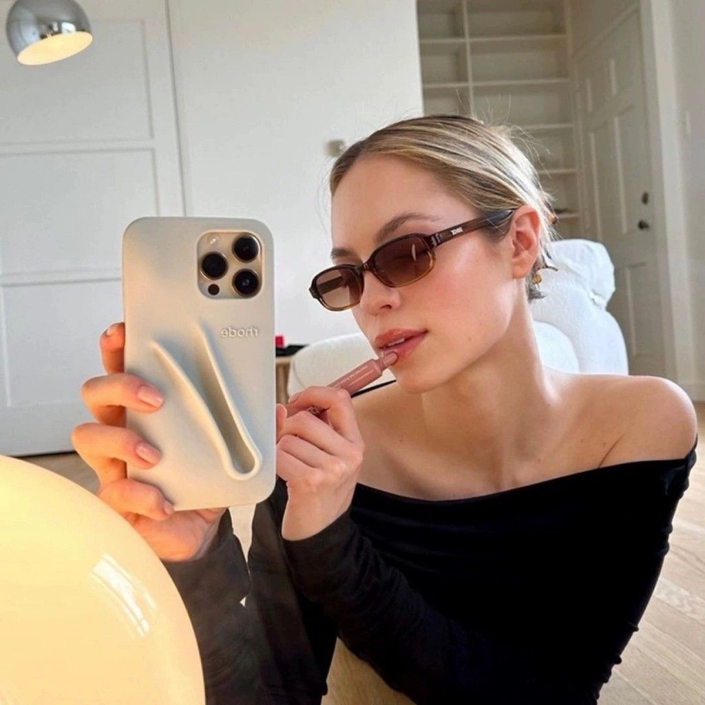 [Gift Lip Gloss] Rhode Hailey with Lip Gloss Silicone iPhone Case – Compatible with iPhone 17 16/15/14/13/12 Pro/ProMax/Plus, Soft Protective Cover Protection