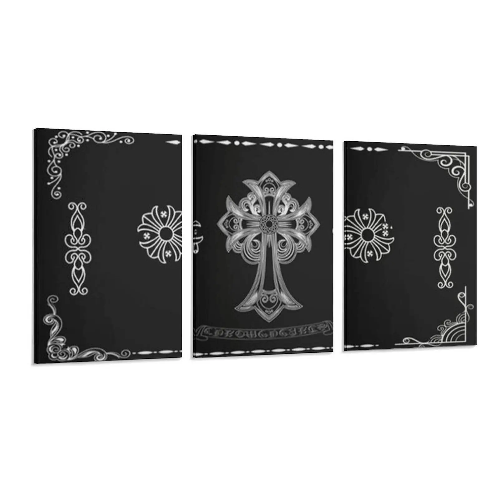 Creative Cross Pattern Canvas Painting with Frame, 3Counts Set of Modern Wall Art Decor for Home Living Room, Bedroom, Office, Gift Christmas Artistic