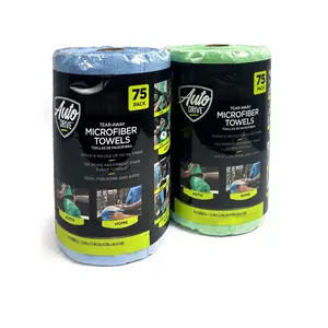 Auto Drive Tear Away Multi-Purpose Microfiber Towels on a Roll, Cleaning 1x75 Pack