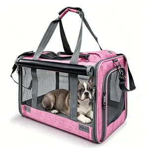 Luxury Dog Carrier for Car Travel - Premium Soft-Sided Pet Travel Bag, Spacious 11.8" High Foldable Pet Kennel Crate for Weekend Getaways, Camping, Road Trips