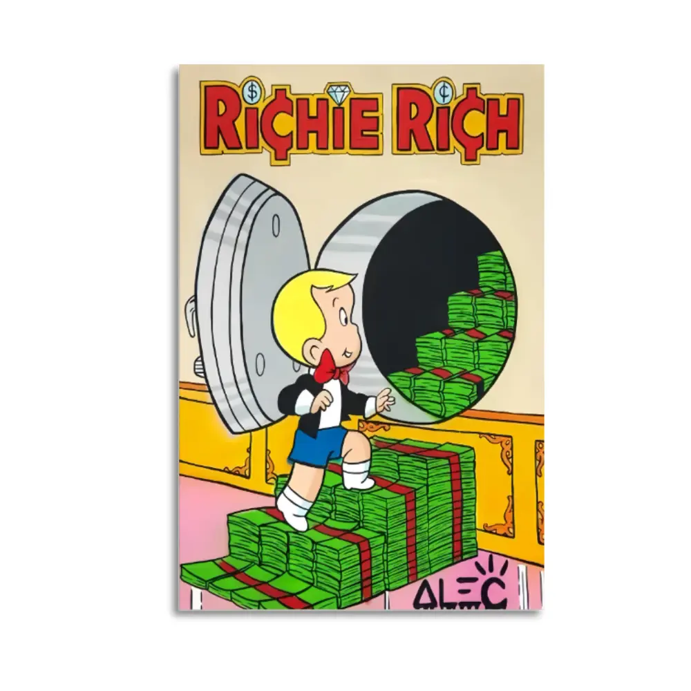 Alec Monopolys Richie Opening Safe with Bills Poster Decorative Painting Canvas Wall Art Living Room Posters Bedroom Painting(New Product Launch)