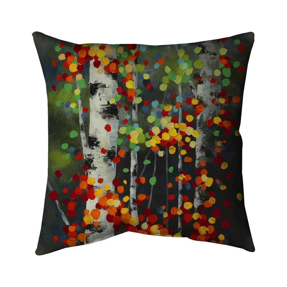 Begin Home Decor 5542-2020-LA55 Contemporary 20x20 in. Colorful Dotted Leaves Birches Green Outdoor Throw Pillow, for Outdoor Seating, All Seasons Serene Nature & Novelty Pillow Pads & Cushions