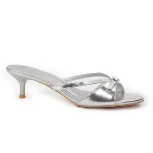 mysoft Women's Kitten Heel Crisscross Strappy Mules, Open Toe Fashionable Slide Sandals, Elegant White Bow Low Heel Footwear for Summer Vacation Walking, Shoe Gift for MothersDay