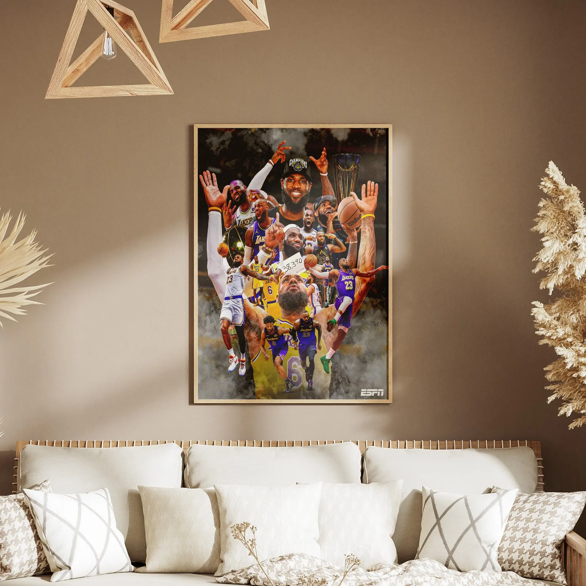 LeBron James Greatest Moments Poster, Basketball Emotion Collage Print, King James Lakers Wall Art, NBA Fan Room Decor Gift