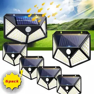 100LED Solar Wall Light Bright Solar Powered Motion Sensor Wall Lights, Waterproof, 3 Mode Sensor Smart Security For Balcony, Patio, Stairs, Garden, Facade