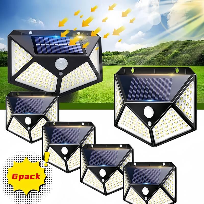 100LED Solar Wall Light Bright Solar Powered Motion Sensor Wall Lights, Waterproof, 3 Mode Sensor Smart Security For Balcony, Patio, Stairs, Garden, Facade