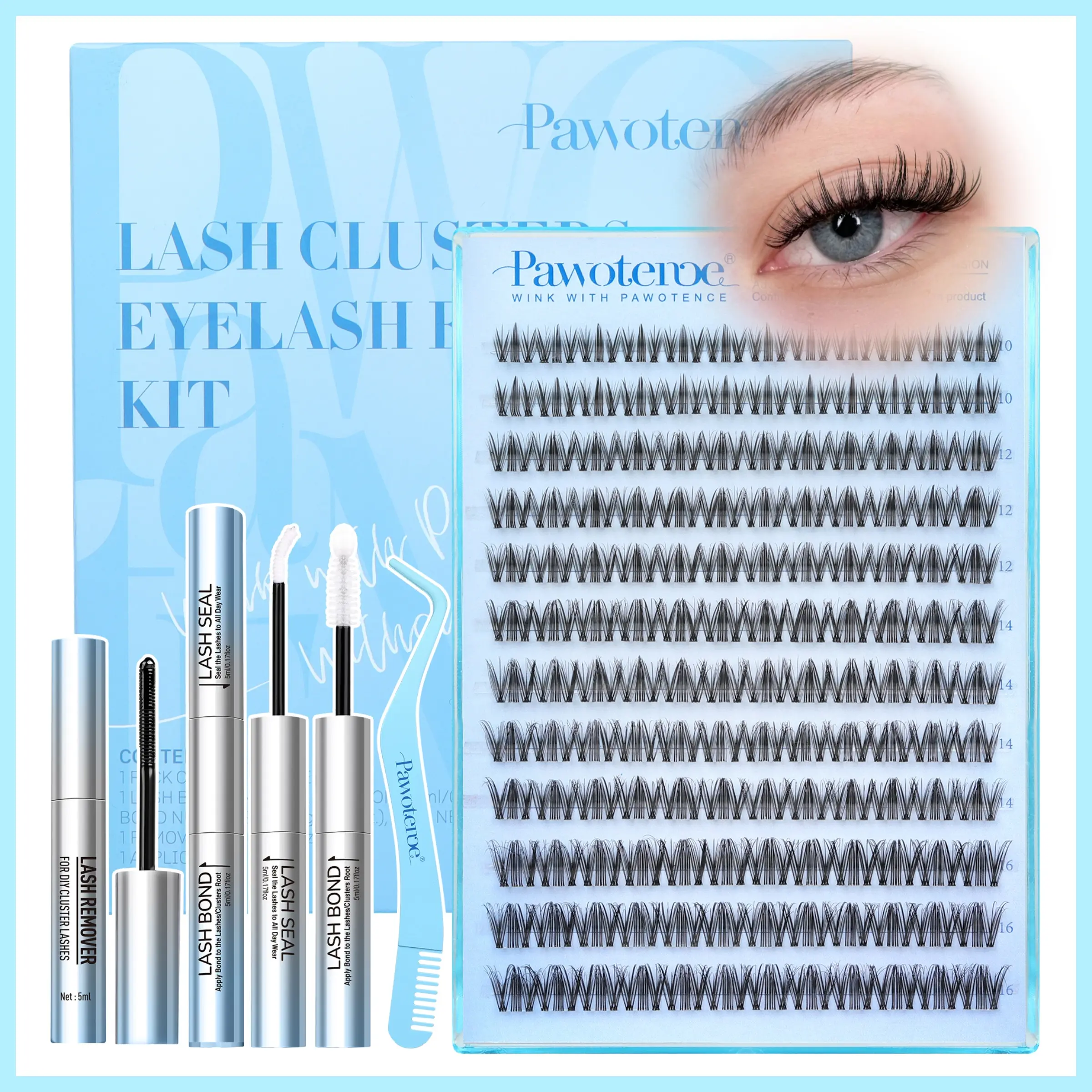 Pawotence Spider Wispy Lashes Natural Lash Clusters Spider Lashes DD Curl False Eyelashes Comfortable, Super Soft, Thin Band, Long Lasting Eyelashes Clusters DIY Lash Extensions for Clean Girl's Daily Makeup Beginner Friendly