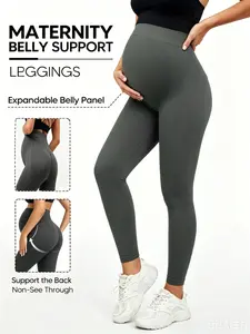 Maternity Solid Color High Waist Leggings, Casual Comfy Breathable Skinny Pants for Pregnancy & Postpartum, Maternity Bottoms for All Seasons