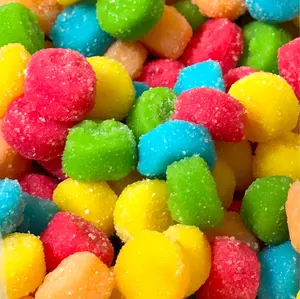Sour Gummi Poppers 1 lb Bag - Cherry, Strawberry, Orange, Lemon, Green Apple, Grape Soft Chewy Sour Candy, Fruity Bite-Sized Gummy Bonbon Sweet Tangy