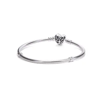 Pandora Moments Family Tree Heart Clasp Snake Chain Bracelet - 17 598827C01-17