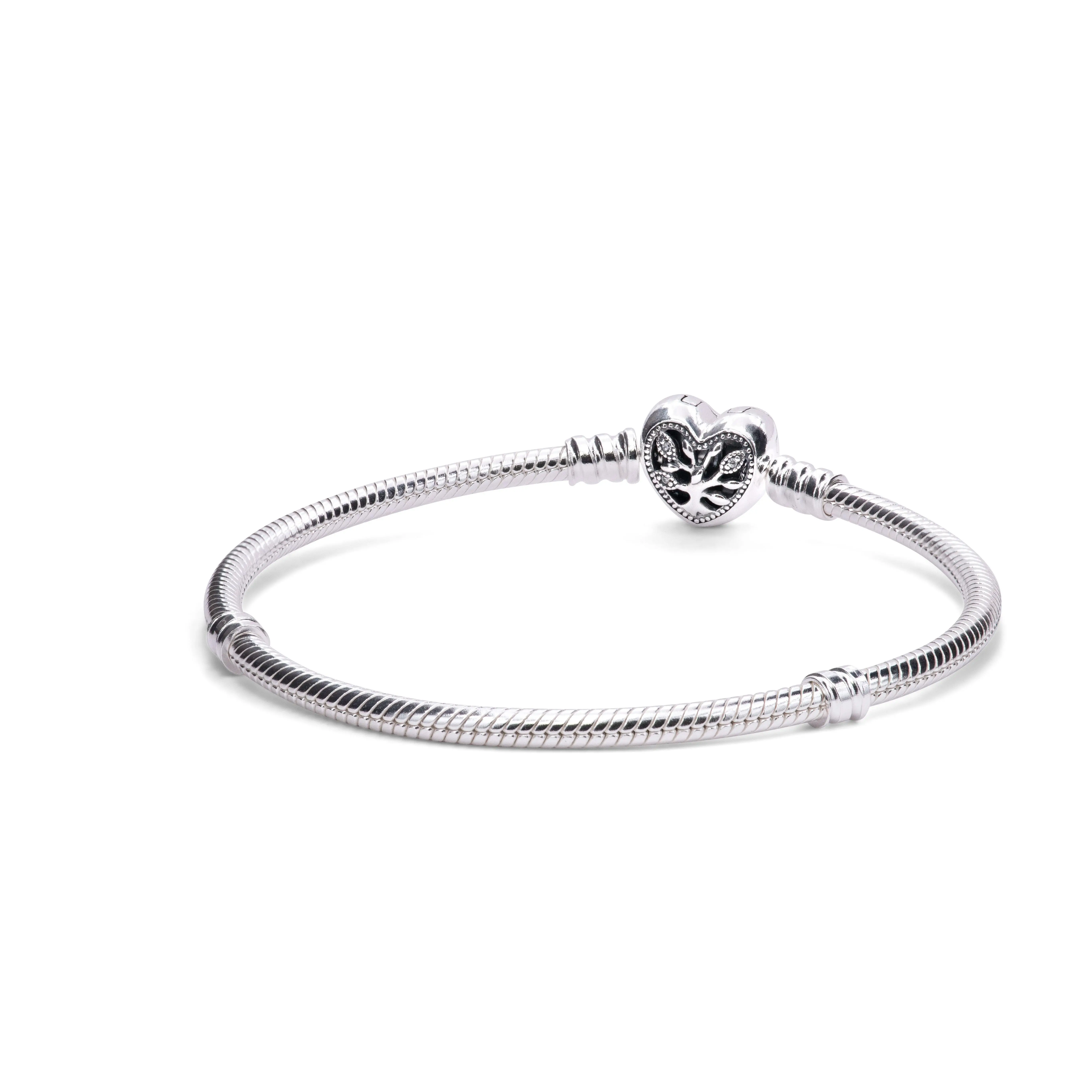 Pandora Moments Family Tree Heart Clasp Snake Chain Bracelet - 19 598827C01-19 Pandora Moments Family Tree Heart Clasp Snake Chain Bracelet - 19 598827C01-19