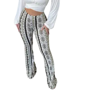 Women's High Waist Flare Legging Pants Bohemian Ethnic Pattern Bottoms Trousers Slim Fit Stretch Wide Leg Y2K Fashion Comfortable Stretch Festival Fit