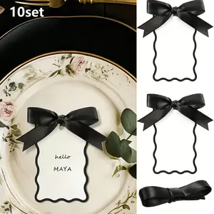 10 Sets Shell Shape Name Tag Table Cards, DIY Wedding Table Cards with Ribbon, Perfect for Weddings and Parties, Elegant Event Decorations