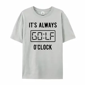 "It's Always Golf O'Clock" Digital Clock Graphic Cotton T-Shirt, Golfer Comfort Tee, Funny Sports Fashion Outfit, Oversized Casual Shirt, Birthday & Golf Lover Gift For Him