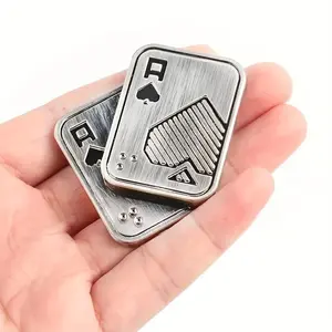 Magnetic Metal Fidget Toys - Magnetic Handheld Metal Poker Push Card Fidget Slider Stress Relief Toy, Men's EDC Toy Fidget Toy Haptic Coin, Office Desk Toys Gifts For Boyfriend And Father