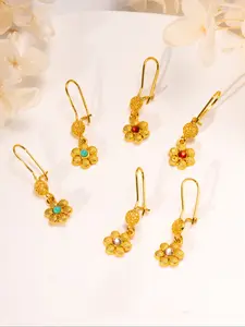 Cute Floral Women's Earrings, Zircon Inlaid, 24k Gold Plated, Rust Resistant, Fashionable Vacation Style Jewelry, All Seasons