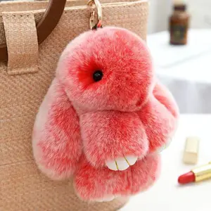 Handmade Fluffy Bunny Pom Pom Keychain – Cute Christmas Gift, Travel Accessory, Birthday Present for Girls & Women, Pink Fur Keychain, Perfect for Special Occasions