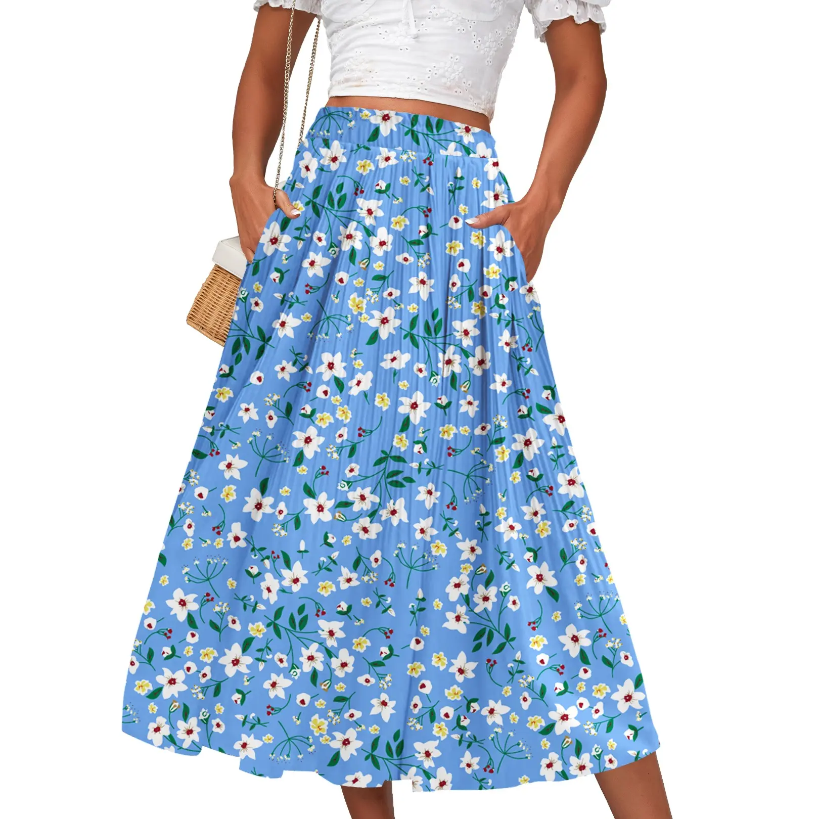 White Flower Blue Print