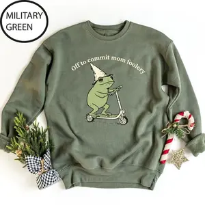 Off to Commit Mom Foolery sweatshirt, Mama Frog hoodie, Frog Sweat, Funny Frog Scooter Sweat, Gift For Mom, Funny Mama Sweat, Funny Frog