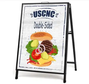 A Frame Sign Double-Sided Folding Sandwich Board Heavy Duty Slide-in Sidewalk Signboard for Outdoor Street Advertising Poster