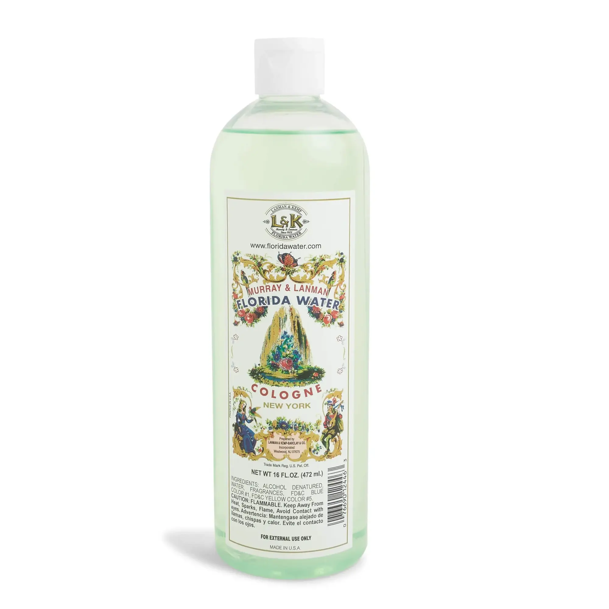 Murray & Lanman L&K Florida Water Cologne 16 Fl.oz - Unisex Perfume with Light Florals & Lemon Notes - Cooling & Calming - Made in the US