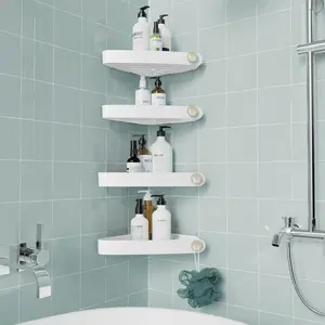 Corner shower caddy  adhesive corner shower shelves for inside shower plastic shower organizer for bathroom storage white