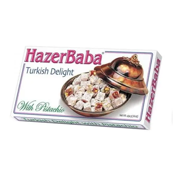 HazerBaba Famous Fresh Pistachio Turkish Delight Soft Chewy Candy As You See On The Videos 16 oz 454 Gr
