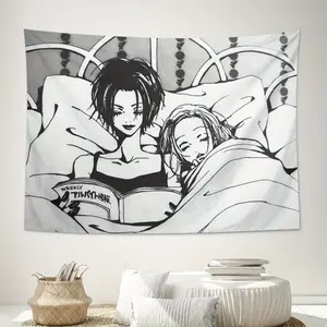 ZLIENSZUS Anime NANA Nature Tapestry - Black & White Serene Scene with Lush Greenery, Soft Peach Light Beige Fabric, Indoor/Outdoor Wall Hanging for Balcony, Sunroom, Bedroom Decor - Machine Washable Calming Home Gift, Kawaii Room Decor 60X40 Sunset