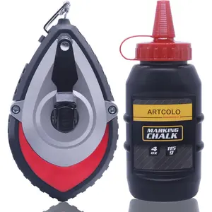 Six Gear Quick Retrieval Chalk Reel Kit, 100ft Line, 4oz Red Chalk Powder, Aluminum Wire Chalk Box Included