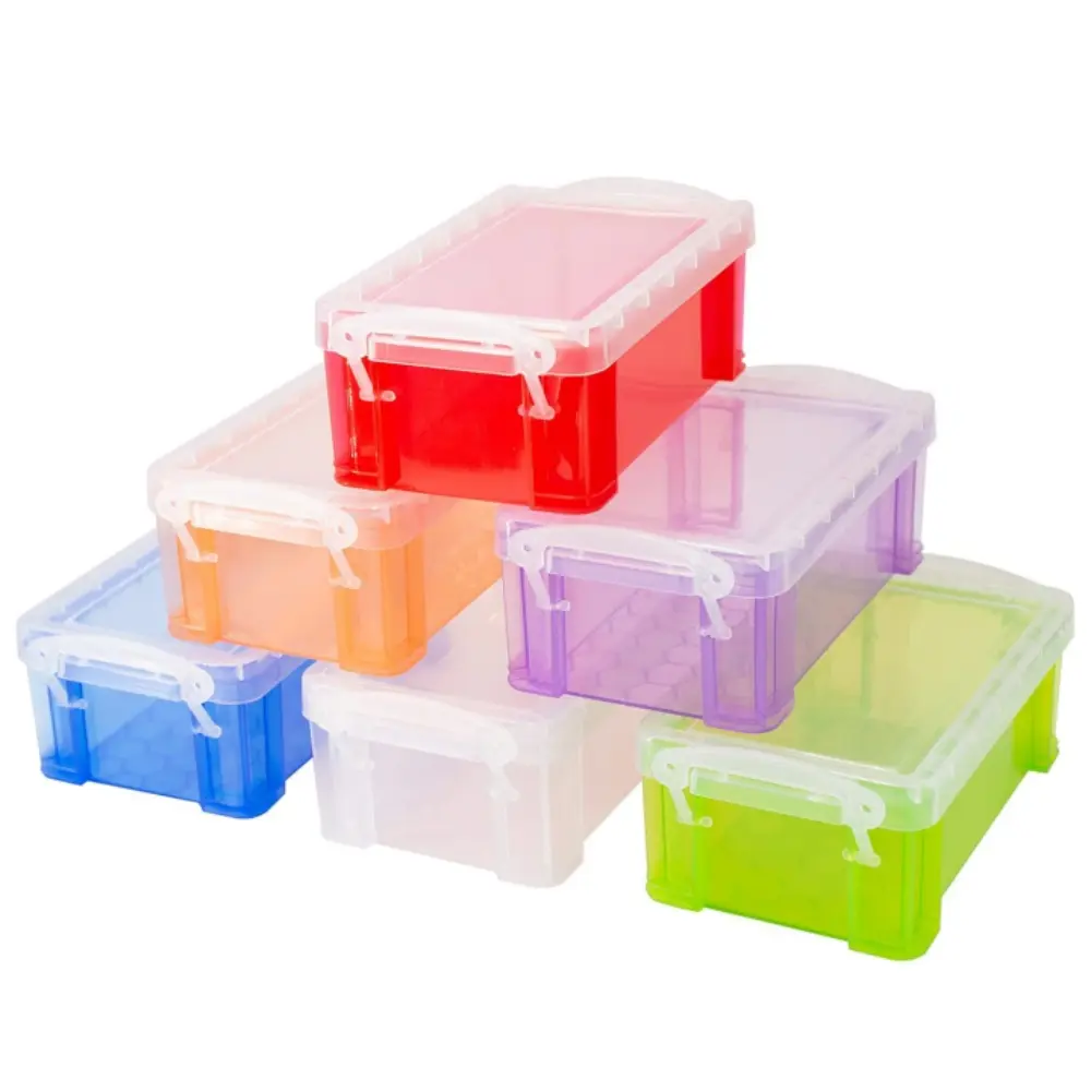 Pack of 6 Small Plastic Box, 5" X 2.8" X 2" Stackable Mini Storage Box with Lid, Clear Organizer Container for Jewelry Beads, Small Crafts Items Accessories