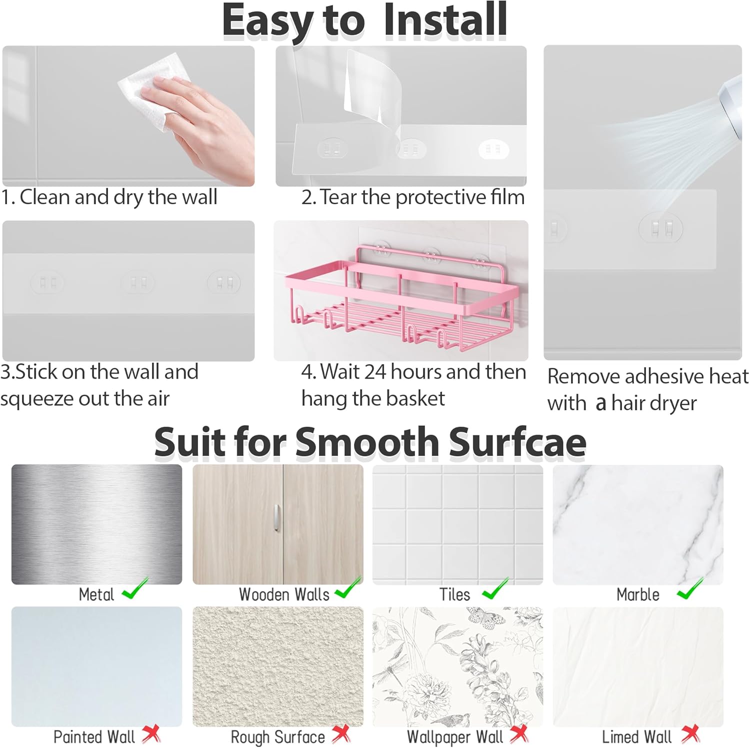 Modern Adhesive Wall-Mounted Corner Shower Organizer Shelves 5-Pack - Rust-Resistant, No-Drill, Durable Bathroom Storage for Shampoo, Soap | Modern, Multi-Piece, Piece Set Shower Accessories for Apartments, Kitchens, Modern Shower Accessories, Multi-Piece