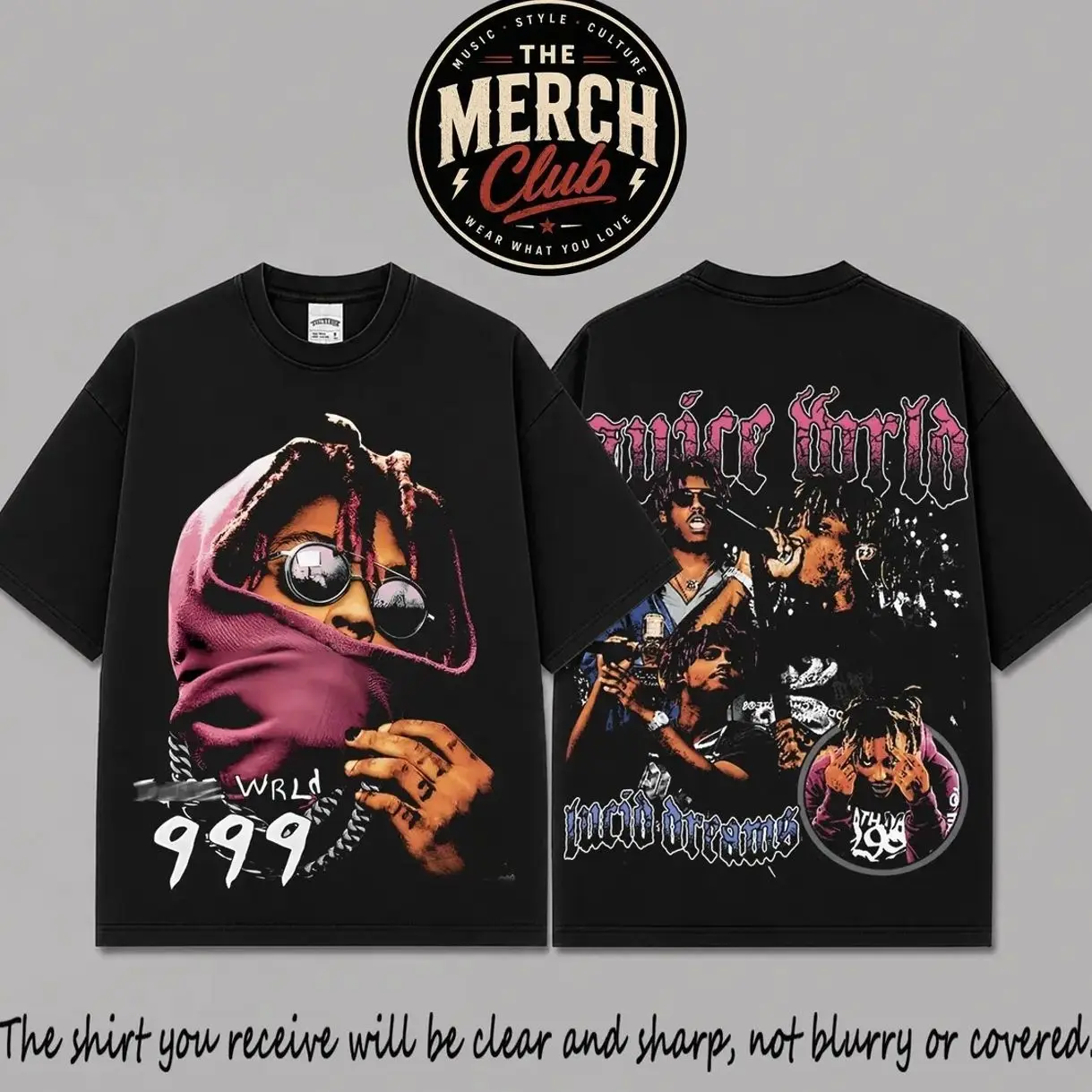 Juice 999 Lucid Dreams Graphic Premium Cotton T-Shirt, Emo Rap Music Fan Tee, Purple Hood Hip-Hop Streetwear Shirt, Vintage Memorial Style Concert Merch, Oversized Black Graphic Tee, Gift for Juice Fans 9KK