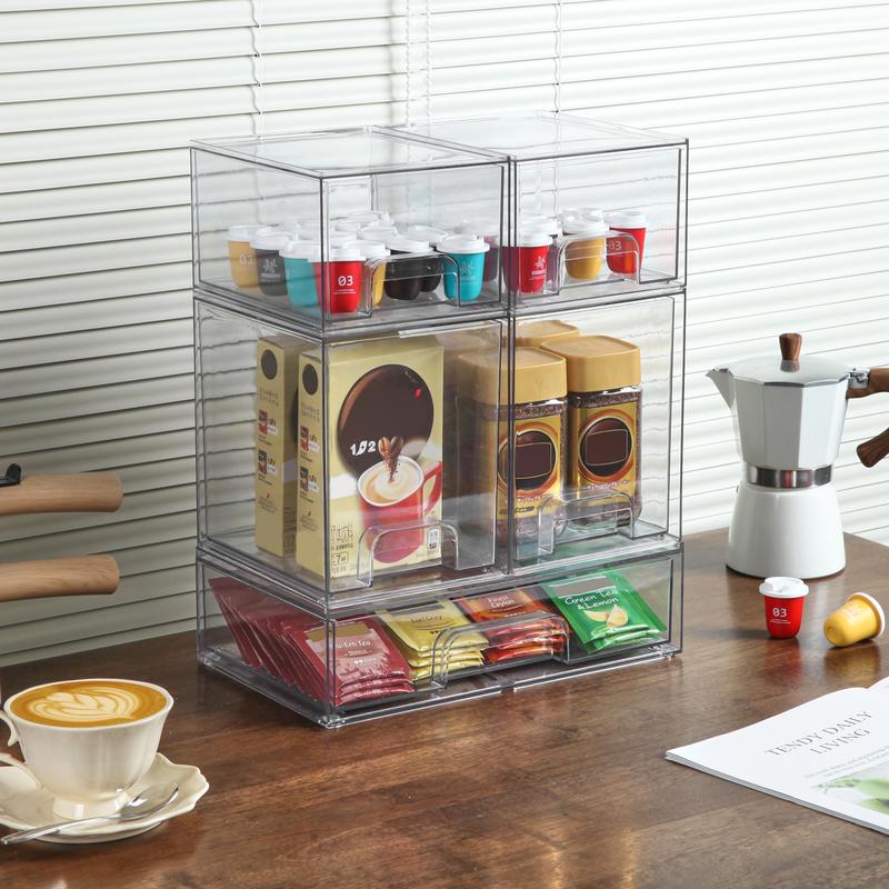 Vtopmart Stackable Storage Drawers Set of 5/8 Clear Plastic Organizer Bins for Nursery Bottle Station and Beauty Supplies Vanity Bathroom Cabinet Pantry Organization Multi-Size Flexible Design BPA-Free Safe New Year Gift