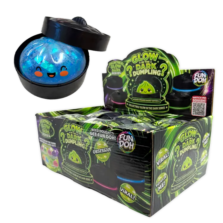 Fun Doh Glow In Dark Mystery Dumpling Squishy Black Basket Large 4" Sealed New x1 cute fidget kid stress