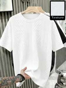 Men's Casual Versatile Summer Diamond Grid Short Sleeve T-Shirt, Street Style Cool Fit, Soft Skin-Friendly, Unisex Couple Fashion