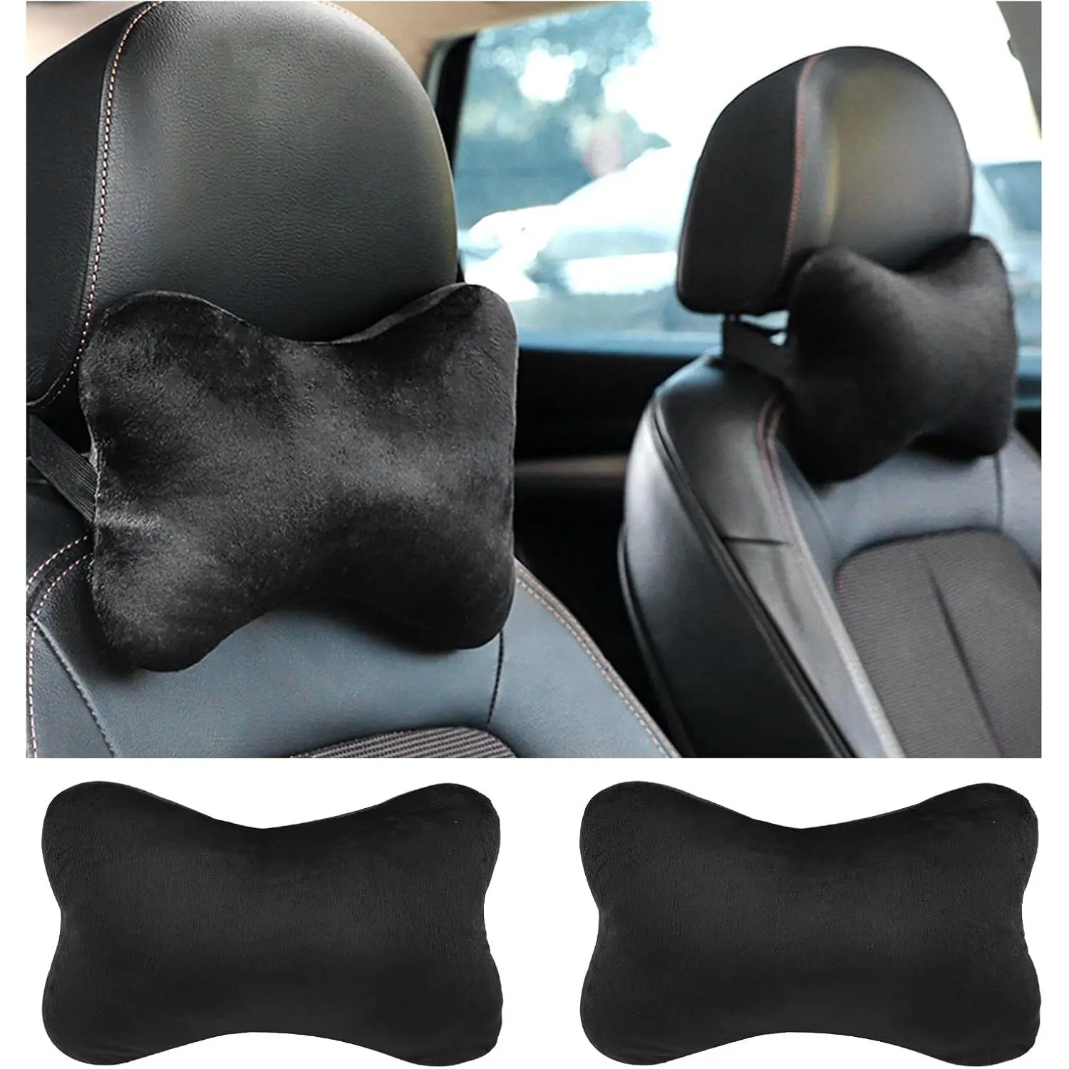 2PCS Car Headrest Pillow,Soft & Comfortable Car Neck Pillow for Driving Fatigue Relieve,All-Season Universal Cars Head Rest Pillows Automotive Interlor Accessorles for Cars,SUVs