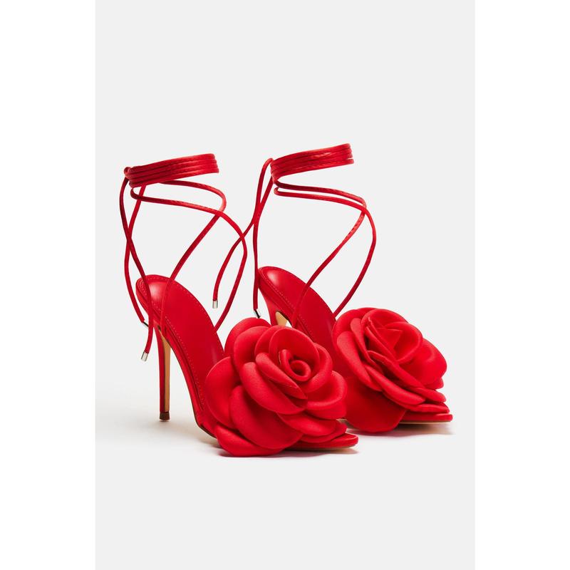 Love Is Blooming Heeled Sandals Red TikTok Shop
