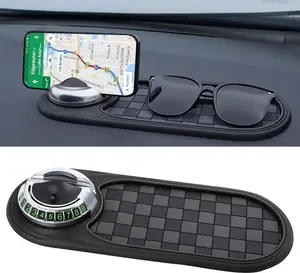 Multifunction Car Anti-Slip Mat, 2025 Multifunctional Car Dashboard Mobile Phone Holder, Auto Universal Rotatable Anti Skid Car Dashboard Pad with Temporary Parking Number
