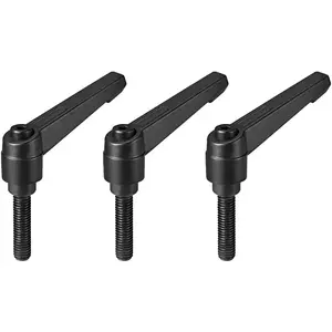 M8 x 32mm Adjustable Clamping Lever Thread Push Button Ratchet Male Threaded Stud Knobs Rotating Screw Bolts with Locking Lever Black 3pcs