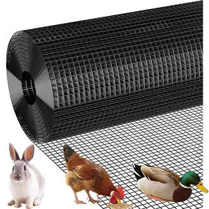 Black Hardware Cloth 1/2 inch 48inch x 100 Foot 19 Gauge, Vinyl Coated Chicken Wire Mesh Roll Chicken Wire Fencing Garden Fencing Mesh Wire Fence Garden Fencing Wire Cloth