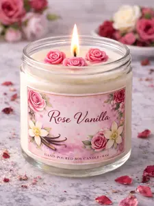 Rose Vanilla Dessert Candle | 6oz Handmade Soy Candle
