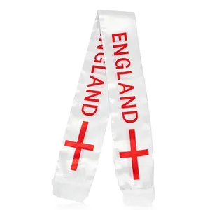 2026 Soccer Fan Scarf with Red and White Flag Design Soft Fringe Polyester Scarf for Game Day Watch Parties and Stadium Events